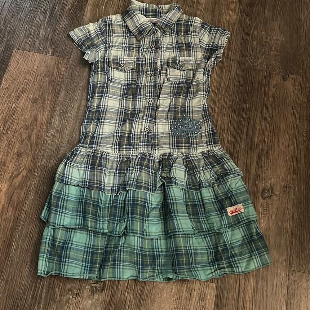 Girl’s Naartjie Kids Button Up Plaid Dress Size 7